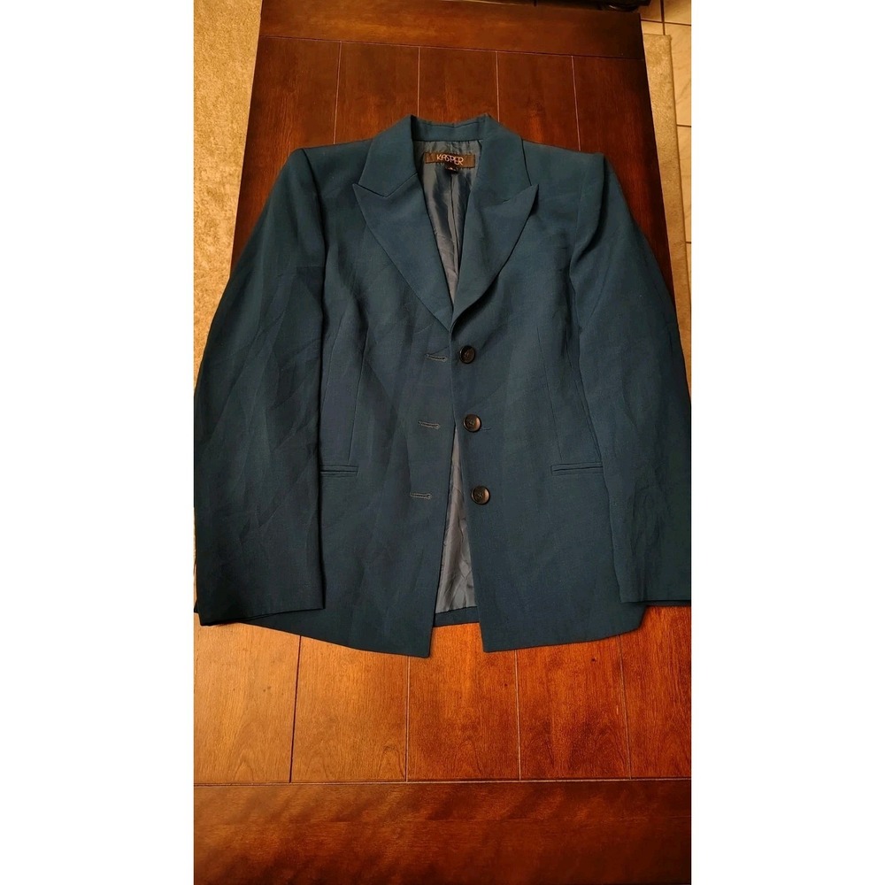 Vintage Woman's Kasper Green Blazer‎ Three Button Size 10